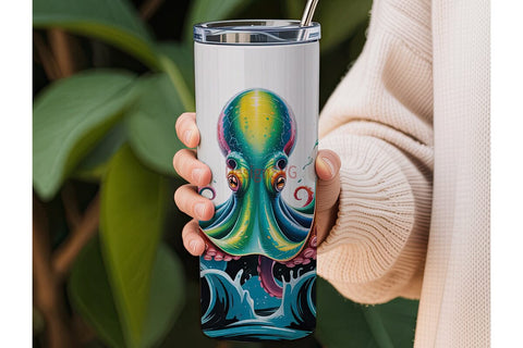 Octopus Rising 20oz Tumbler Wrap Sublimation DesignSVG 