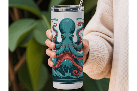 Octopus Rising 20oz Tumbler Wrap Sublimation DesignSVG 