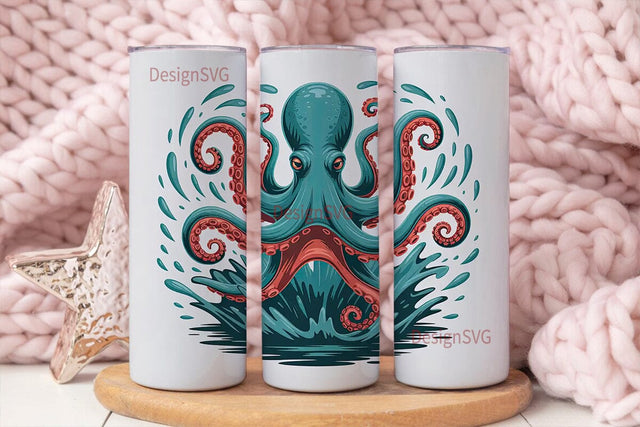 Octopus Rising 20oz Tumbler Wrap Sublimation DesignSVG 