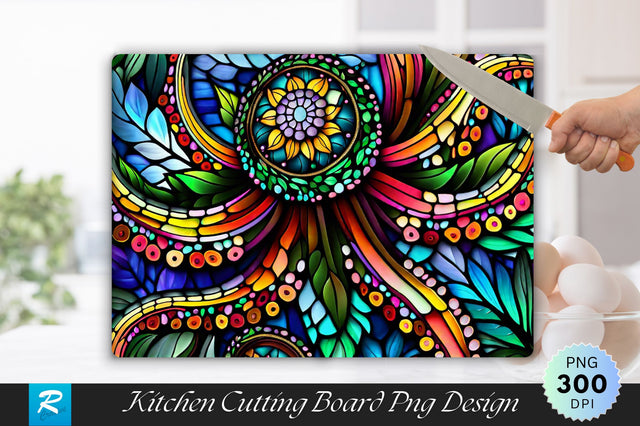 Octopus Stained Glass Cutting Board Sublimation Regulrcrative 
