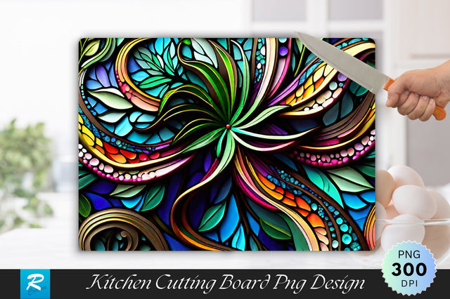 Octopus Stained Glass Cutting Board Sublimation Regulrcrative 