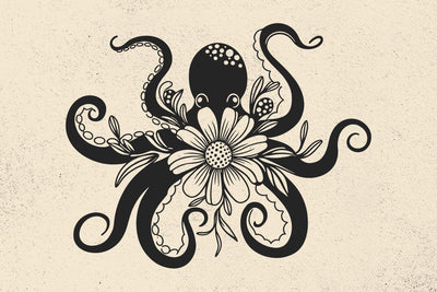 Octopus Svg, Daisy Svg, Flower SVG, Floral octopus SVG, Flowers SVG, Sea reatures Svg, Animal Nautical print, Deep Sea SVG DesignDestine 