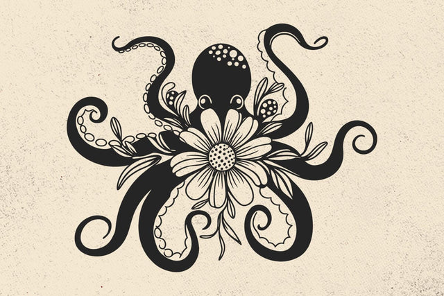 Octopus Svg, Daisy Svg, Flower SVG, Floral octopus SVG, Flowers SVG, Sea reatures Svg, Animal Nautical print, Deep Sea SVG DesignDestine 