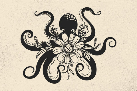 Octopus Svg, Daisy Svg, Flower SVG, Floral octopus SVG, Flowers SVG, Sea reatures Svg, Animal Nautical print, Deep Sea SVG DesignDestine 