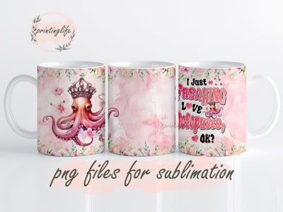 Octopus Tumbler 20oz Cute Animal Gift for Women, Girls Who Freaking Love Octopuses Lovers Flower Perfect Birthday Mug Wrap Design, Instant Digital Design Download Mug Wrap Design, Mug Design Sublimation PrintingLife 