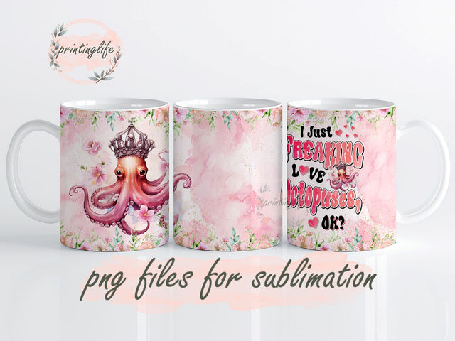Octopus Tumbler 20oz Cute Animal Gift for Women, Girls Who Freaking Love Octopuses Lovers Flower Perfect Birthday Mug Wrap Design, Instant Digital Design Download Mug Wrap Design, Mug Design Sublimation PrintingLife 