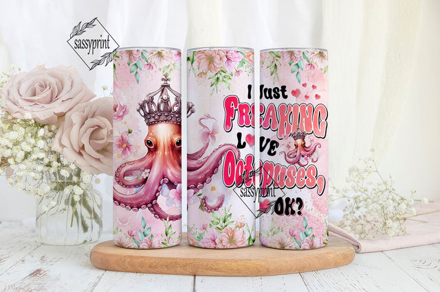 Octopus Tumbler 20oz Cute Animal Gift for Women, Girls Who Freaking Love Octopuses Lovers Flower Perfect Birthday Sublimation sassyprint 