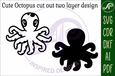 Octopus two layer cut out laser cut wall art SVG APInspireddesigns 