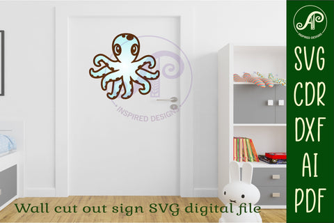 Octopus two layer cut out laser cut wall art SVG APInspireddesigns 