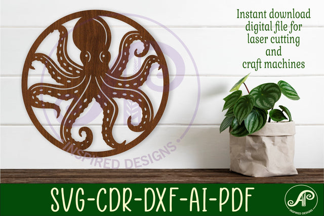 Octopus wall art sign, SVG file SVG APInspireddesigns 
