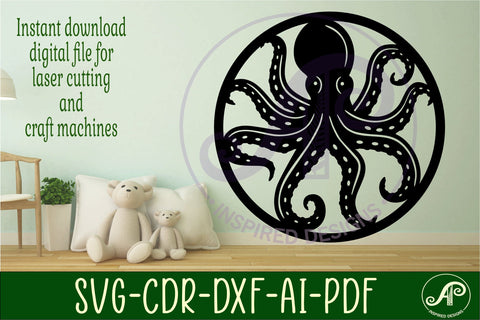 Octopus wall art sign, SVG file SVG APInspireddesigns 