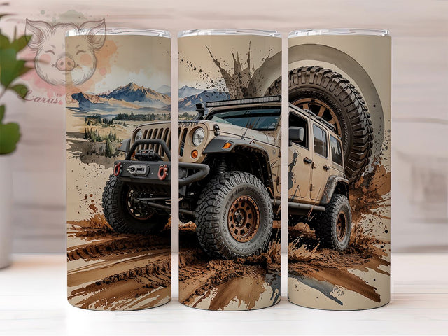 Off-Road Adventure Jeep Tumbler, Adventure Jeep Wrap, 20oz Sublimation Wrap, Mud Truck Cup, 4x4 Offroading Design, Outdoor Enthusiast Tumbler, Rugged Terrain Art Sublimation Lara' s Designs 