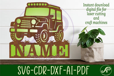 Off road vehicle design name sign svg laser cut SVG APInspireddesigns 