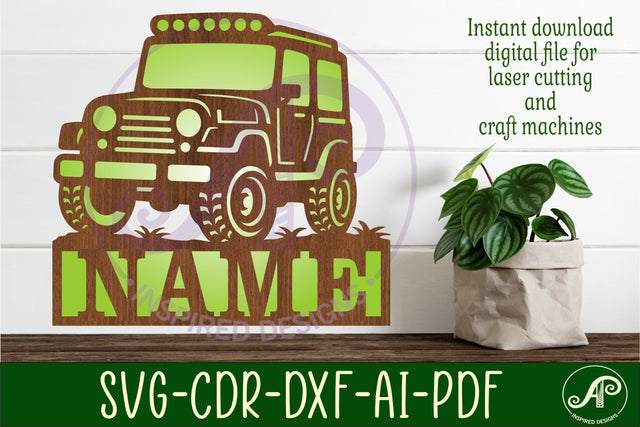 Off road vehicle design name sign svg laser cut SVG APInspireddesigns 