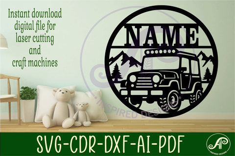 Off road vehicle name sign svg laser cut template SVG APInspireddesigns 