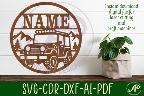 Off road vehicle name sign svg laser cut template SVG APInspireddesigns 