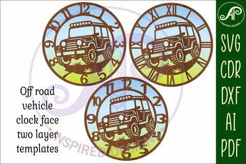 Off road vehicle wall clock laser cut files, SVG file SVG APInspireddesigns 