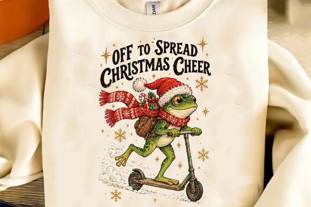 Off to Spread Christmas Cheer Frog PNG Sublimation SVGista 
