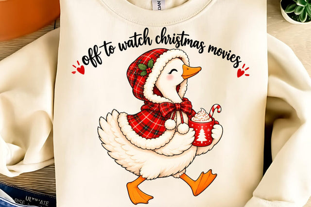 Off To Watch Christmas Movies PNG, Funny Christmas PNG Sublimation DesignPlante 503 