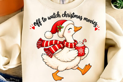 Off To Watch Christmas Movies PNG Sublimation DesignPlante 503 
