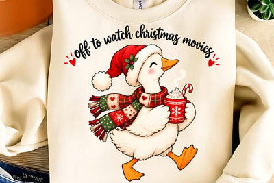 Off To Watch Christmas Movies PNG Sublimation DesignPlante 503 