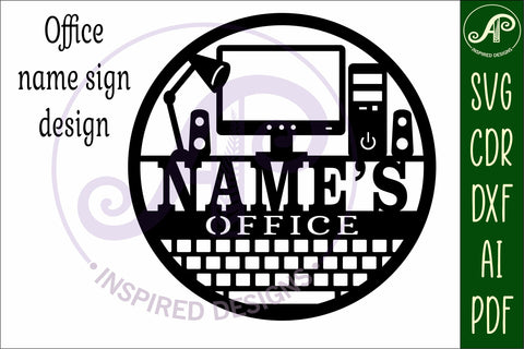 Office Computer name wall art sign, SVG file SVG APInspireddesigns 