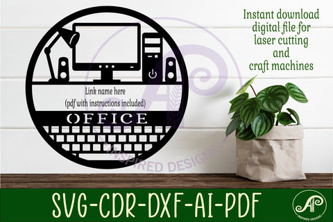Office Computer name wall art sign, SVG file SVG APInspireddesigns 