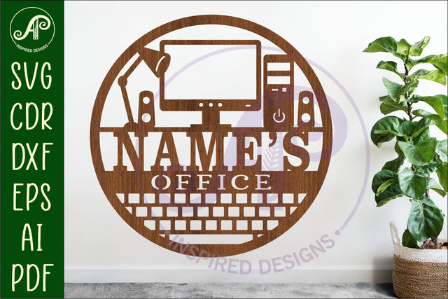 Office Computer name wall art sign, SVG file SVG APInspireddesigns 