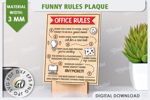 Office Rules SVG. Funny Rules Plaque Laser Cut. Rules Sign SVG Evgenyia Guschina 