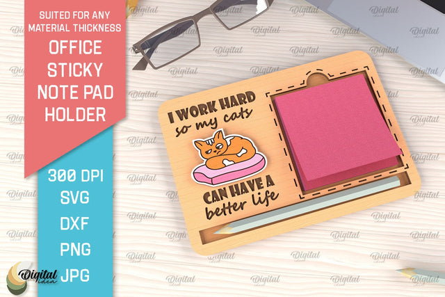 Office Sticky Note Pad Holder Laser Cut. Notepad SVG Design SVG Evgenyia Guschina 