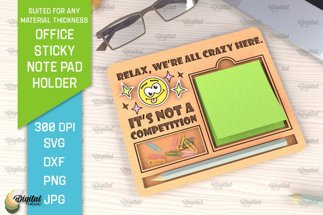 Office Sticky Note Pad Holder Laser Cut. Notepad SVG Design SVG Evgenyia Guschina 