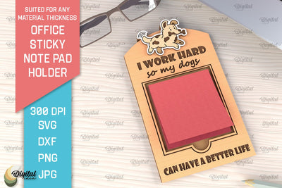 Office Sticky Note Pad Holder Laser Cut. Notepad SVG Design SVG Evgenyia Guschina 