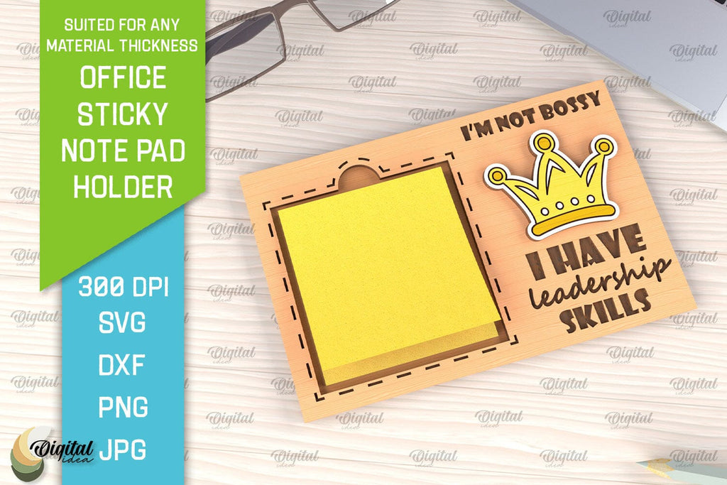 Office Sticky Note Pad Holders LaserCut Bundle. Notepads SVG - So Fontsy