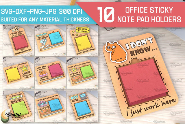 Office Sticky Note Pad Holders LaserCut Bundle. Notepads SVG SVG Evgenyia Guschina 