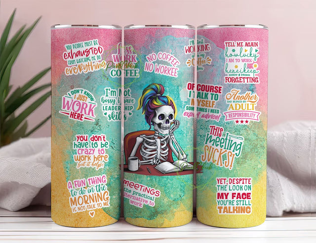 Office Worker 20oz Skinny Tumbler Wrap Design, Sarcastic Co-Worker PNG, Digital Download Sublimation PixelChick 