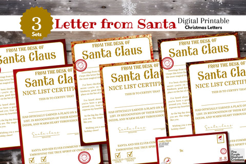 Official Letter from Santa Claus & Nice List Certificate | Christmas Printable Digital Pattern Fine Purple Elephant Creations 