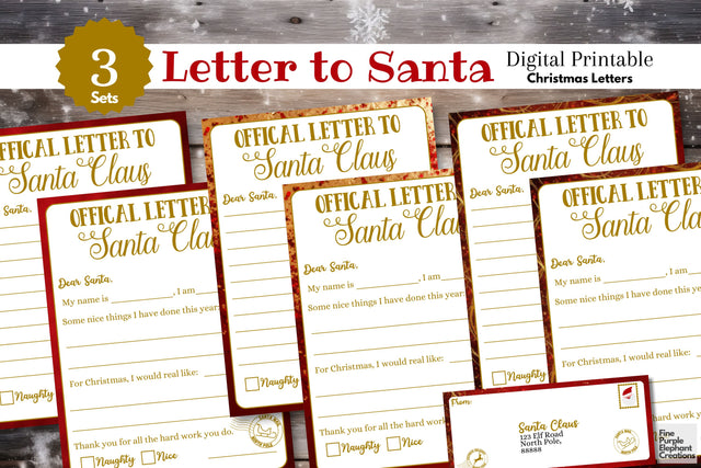Official Letter to Santa Claus | Christmas Printable Digital Pattern Fine Purple Elephant Creations 