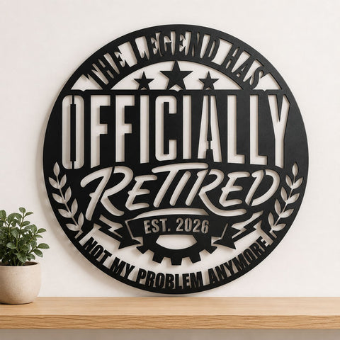 Officially Retired Laser SVG | Retirement Metal Sign DXF | Funny Retirement Gift Svg | CNC Plasma Cut File | Laser Cut Metal Wall Art SVG HappyDesignStudio 