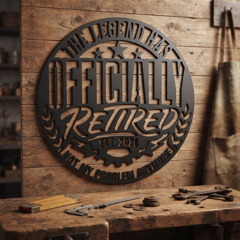 Officially Retired Laser SVG | Retirement Metal Sign DXF | Funny Retirement Gift Svg | CNC Plasma Cut File | Laser Cut Metal Wall Art SVG HappyDesignStudio 