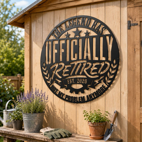 Officially Retired Laser SVG | Retirement Metal Sign DXF | Funny Retirement Gift Svg | CNC Plasma Cut File | Laser Cut Metal Wall Art SVG HappyDesignStudio 