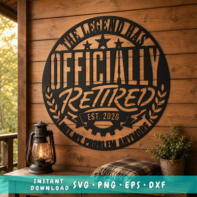 Officially Retired Laser SVG | Retirement Metal Sign DXF | Funny Retirement Gift Svg | CNC Plasma Cut File | Laser Cut Metal Wall Art SVG HappyDesignStudio 