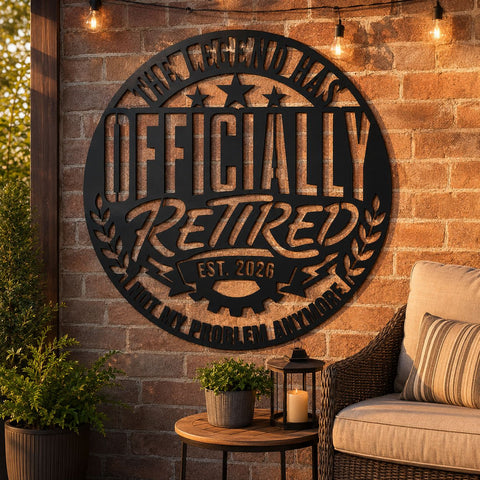 Officially Retired Laser SVG | Retirement Metal Sign DXF | Funny Retirement Gift Svg | CNC Plasma Cut File | Laser Cut Metal Wall Art SVG HappyDesignStudio 