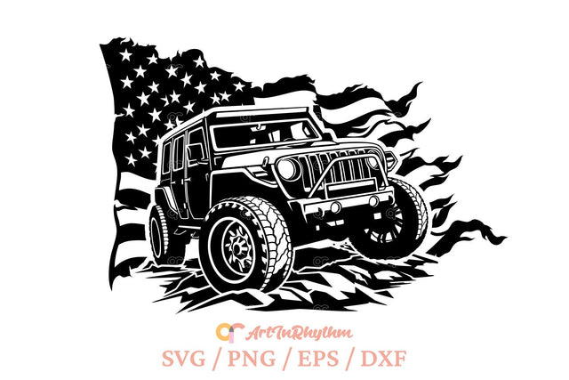 Offroad Svg, American Flag Svg, 4x4 SUV Svg, Offroad Car Svg SVG Artinrhythm shop 