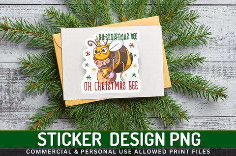 Oh christmas bee Sticker Design Sublimation Regulrcrative 