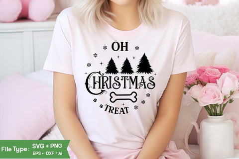 Oh Christmas Treat SVG Design, Dog Christmas Round SVG, Dog Christmas SVG, SVG Cut File, SVGs, Food & Drink, Print & Cut, Quotes and Sayings SVG DesignPlante 503 
