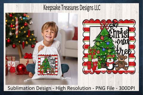 'Oh Christmas Tree' Festive Holiday Scene with Charming Characters Sublimation Png Design Sublimation Keepsake Treasures Designs LLC. 