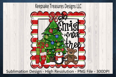 'Oh Christmas Tree' Festive Holiday Scene with Charming Characters Sublimation Png Design Sublimation Keepsake Treasures Designs LLC. 