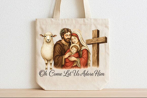 Oh Come Let Us Adore Him PNG Christian Nativity Christmas Design SVG BillahCrafts 