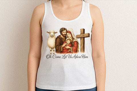 Oh Come Let Us Adore Him PNG Christian Nativity Christmas Design SVG BillahCrafts 