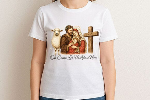 Oh Come Let Us Adore Him PNG Christian Nativity Christmas Design SVG BillahCrafts 